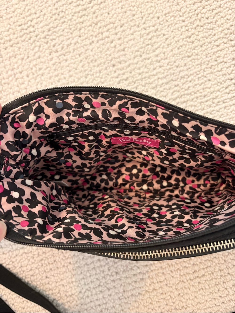 Vera Bradley Black Quilted Crossbody Messenger Bag - Picture 5 of 5